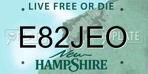 E82JEO New Hampshire License Plate