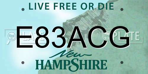 E83ACG New Hampshire License Plate