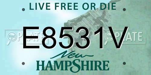 E8531V New Hampshire License Plate