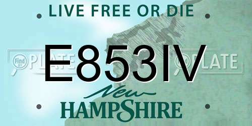 E853IV New Hampshire License Plate