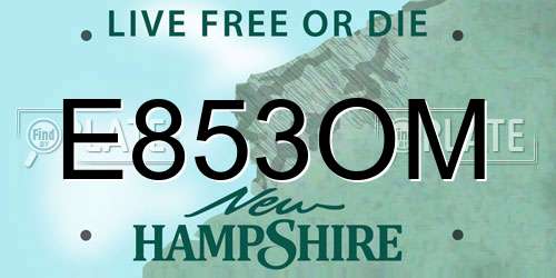 E853OM New Hampshire License Plate