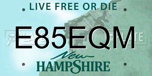 E85EQM New Hampshire License Plate