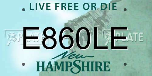 E860LE New Hampshire License Plate