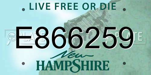 E866259 New Hampshire License Plate