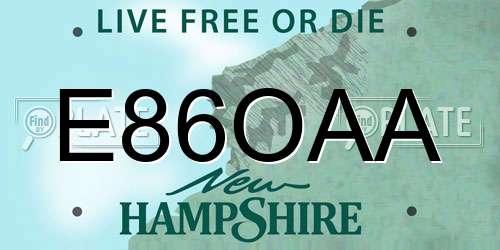 E86OAA New Hampshire License Plate