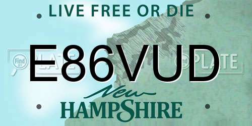E86VUD New Hampshire License Plate