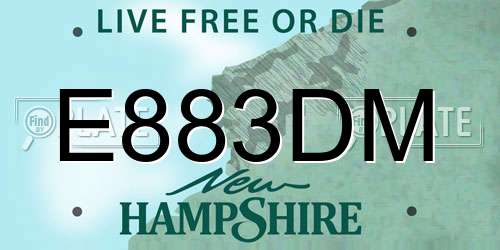E883DM New Hampshire License Plate