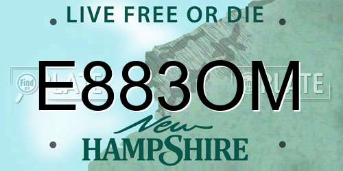 E883OM New Hampshire License Plate