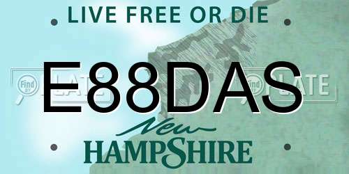 E88DAS New Hampshire License Plate