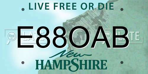 E88OAB New Hampshire License Plate