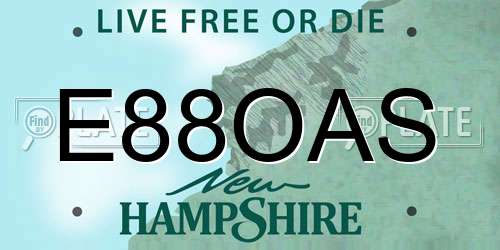 E88OAS New Hampshire License Plate