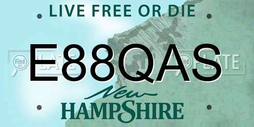 E88QAS New Hampshire License Plate