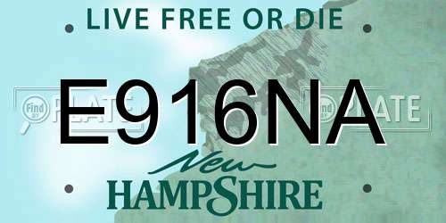E916NA New Hampshire License Plate