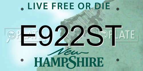 E922ST New Hampshire License Plate