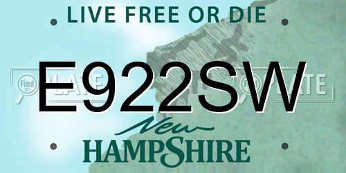 E922SW New Hampshire License Plate