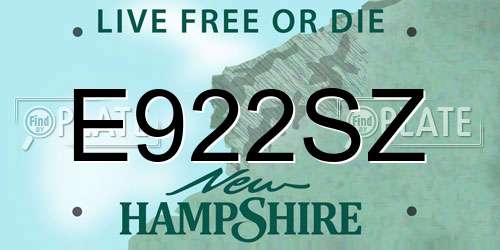 E922SZ New Hampshire License Plate