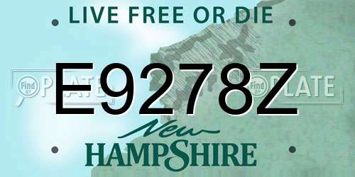E9278Z New Hampshire License Plate