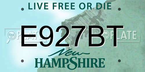 E927BT New Hampshire License Plate