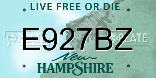 E927BZ New Hampshire License Plate
