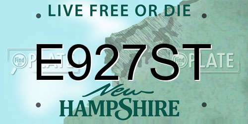 E927ST New Hampshire License Plate