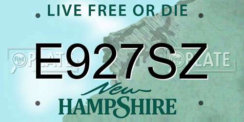 E927SZ New Hampshire License Plate