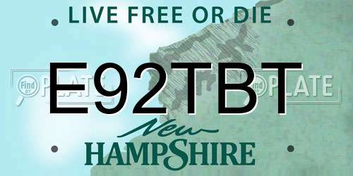 E92TBT New Hampshire License Plate