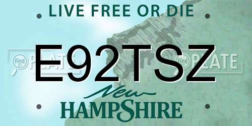 E92TSZ New Hampshire License Plate