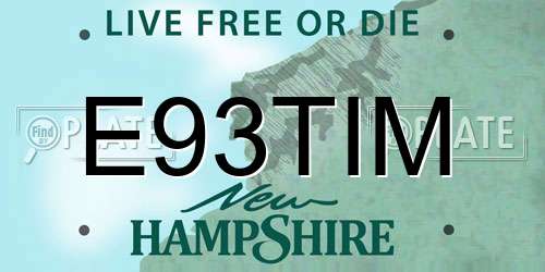 E93TIM New Hampshire License Plate