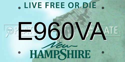 E960VA New Hampshire License Plate