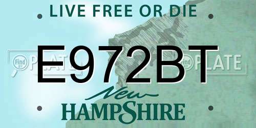 E972BT New Hampshire License Plate
