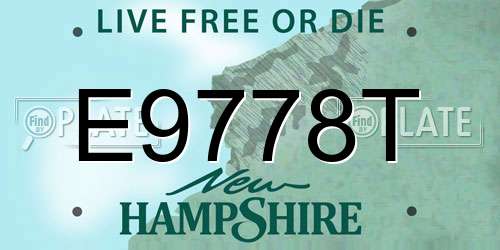 E9778T New Hampshire License Plate