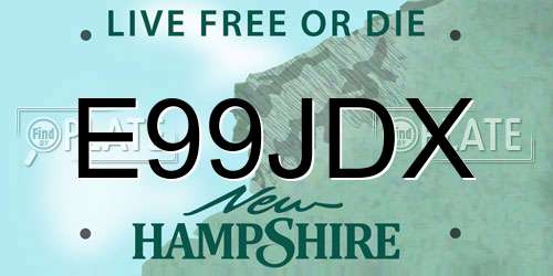 E99JDX New Hampshire License Plate
