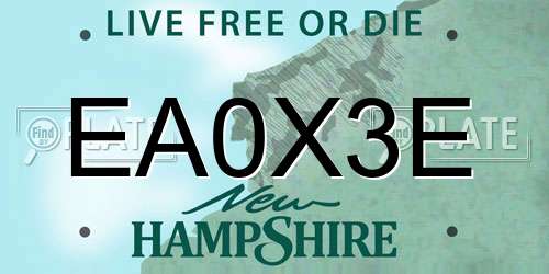 EA0X3E New Hampshire License Plate