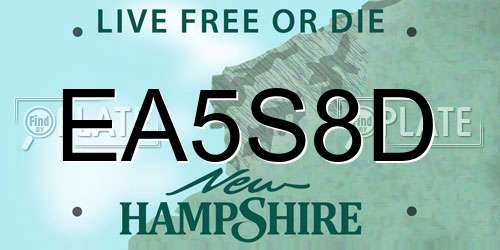 EA5S8D New Hampshire License Plate