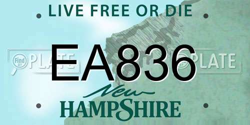 EA836 New Hampshire License Plate