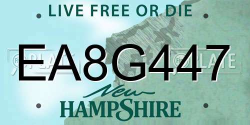 EA8G447 New Hampshire License Plate