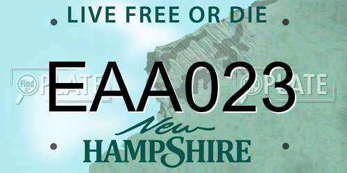 EAA023 New Hampshire License Plate