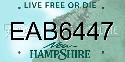 EAB6447 New Hampshire License Plate