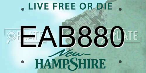 EAB880 New Hampshire License Plate