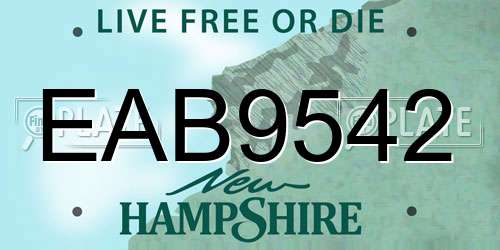 EAB9542 New Hampshire License Plate