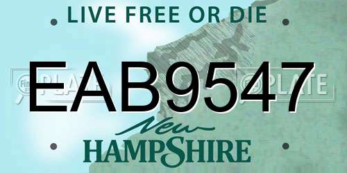 EAB9547 New Hampshire License Plate