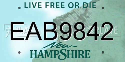 EAB9842 New Hampshire License Plate