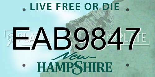 EAB9847 New Hampshire License Plate