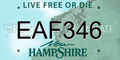 EAF346 New Hampshire License Plate