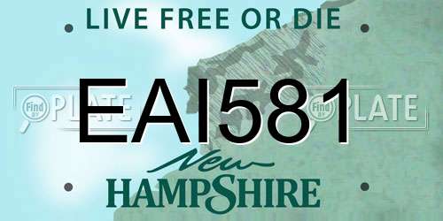 EAI581 New Hampshire License Plate