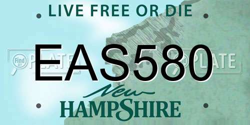 EAS580 New Hampshire License Plate
