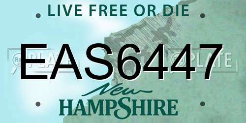 EAS6447 New Hampshire License Plate