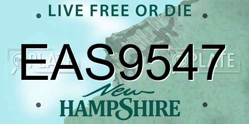 EAS9547 New Hampshire License Plate