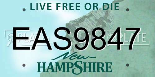 EAS9847 New Hampshire License Plate