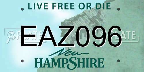 EAZ096 New Hampshire License Plate